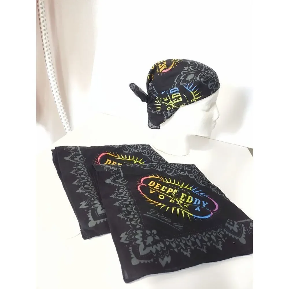 (3) Deep‎ Eddy Vodka Black Scarves Kerchiefs Square Biker Austin Texas Bandana